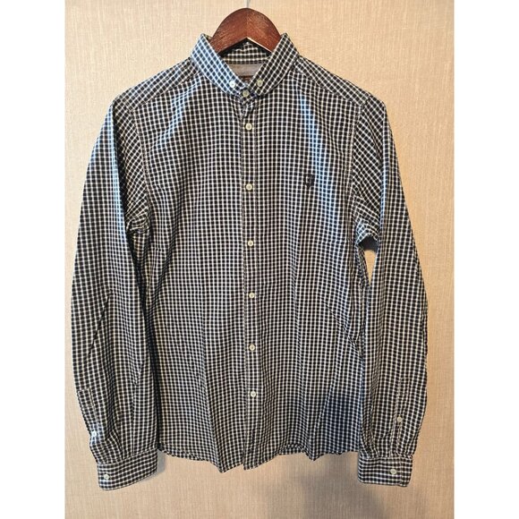 Ben Sherman Mens Black & White Checkered Button-Up Shirt 100% Cotton Size S - Picture 1 of 14